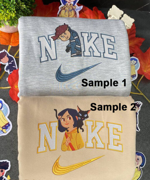 Wybie And Coraline Jones Halloween Nike Embroidered Sweatshirts