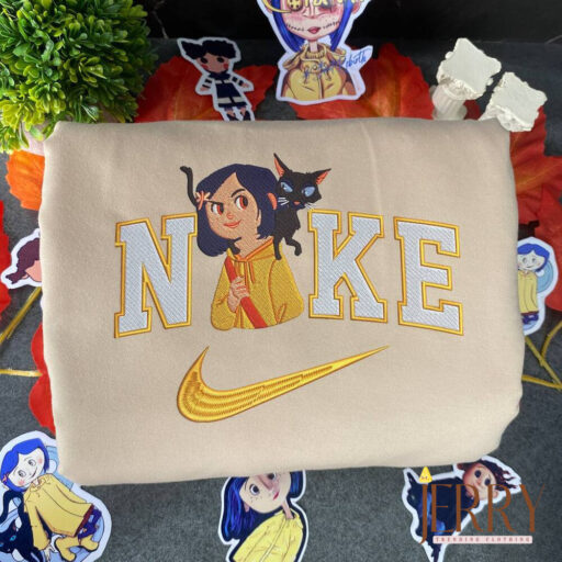 Wybie And Coraline Jones Halloween Nike Embroidered Sweatshirts