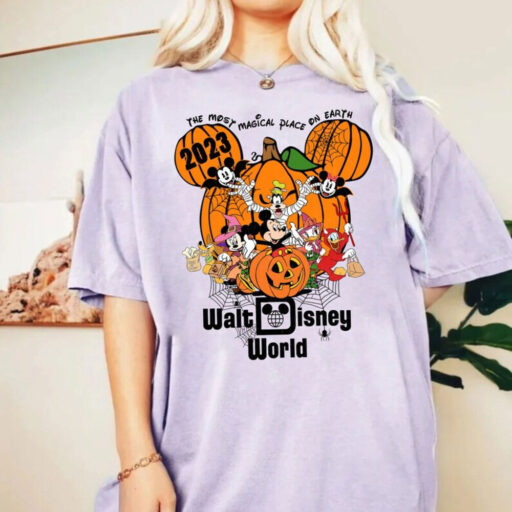 Comfort Colors® Vintage Walt Disney World Halloween Shirt, Disneyworld Halloween 2023 Shirt, Mickey And Friends Halloween Shirt,Disney Shirt