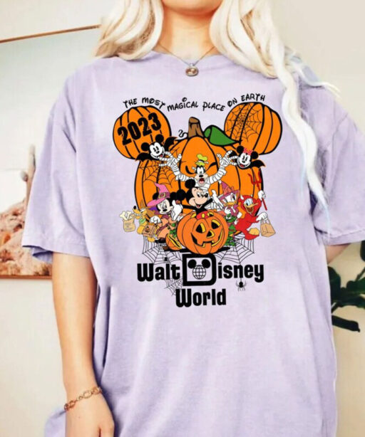 Comfort Colors® Vintage Walt Disney World Halloween Shirt, Disneyworld Halloween 2023 Shirt, Mickey And Friends Halloween Shirt,Disney Shirt