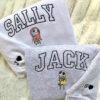 Halloween Jack And Sally Embroidered Crewneck Sweatshirt, Custom Name Couples Embroidery, Best Gift For Couples Halloween/Christmas