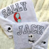 Jack and Sally Embroidered Sweatshirt - Couples Jack and Sally Hoodie - Customized Name Couples Embroidery - Gift For Halloween/Christmas
