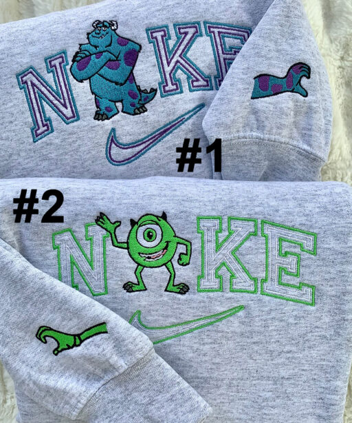 Monster Friends Disney Nike Embroidered Sweatshirts