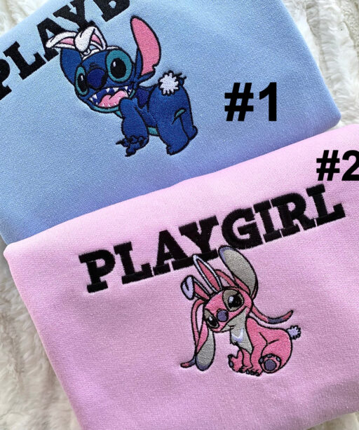 Play Aliens Stitch And Angle Disney Embroidered Sweatshirts