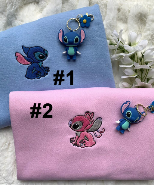 Stitch And Angle Disney Embroidered Sweatshirts