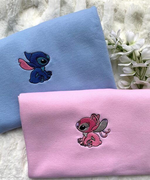 Stitch And Angle Disney Embroidered Sweatshirts