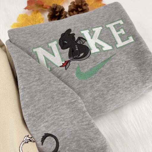 Toothless Night Fury And Light Disney Nike Embroidered Sweatshirts