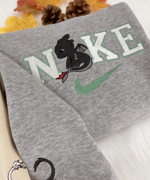 Toothless Night Fury And Light Disney Nike Embroidered Sweatshirts