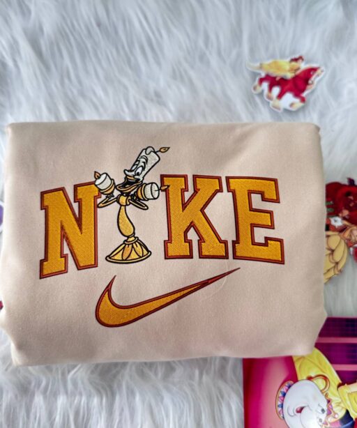 Lumiere And Cogsworth Beauty and the Beast Disney Nike Embroidered Sweatshirts