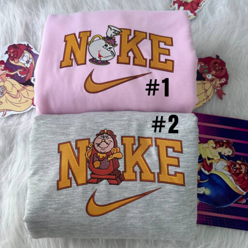 Mrs Potts And Cogsworth Beauty and the Beast Disney Nike Embroidered Sweatshirts