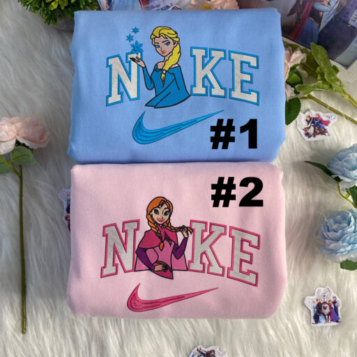 Elsa And Ana Frozen Disney Nike Embroidered Sweatshirts