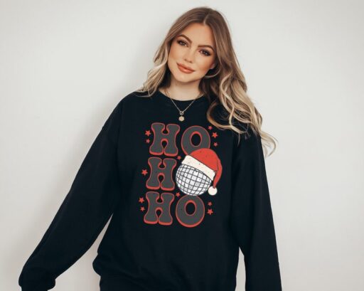 Ho Ho Ho Sweater, Vintage New Years And Christmas, Christmas Sweatshirt, Women's Cute Santa, Xmas Graphic Pullover, Holiday Ugly Sweater
