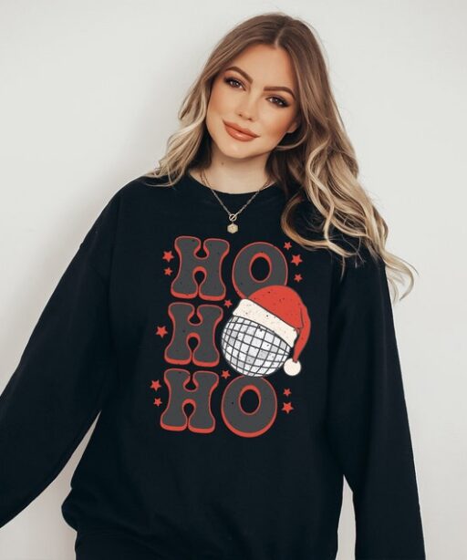 Ho Ho Ho Sweater, Vintage New Years And Christmas, Christmas Sweatshirt, Women's Cute Santa, Xmas Graphic Pullover, Holiday Ugly Sweater