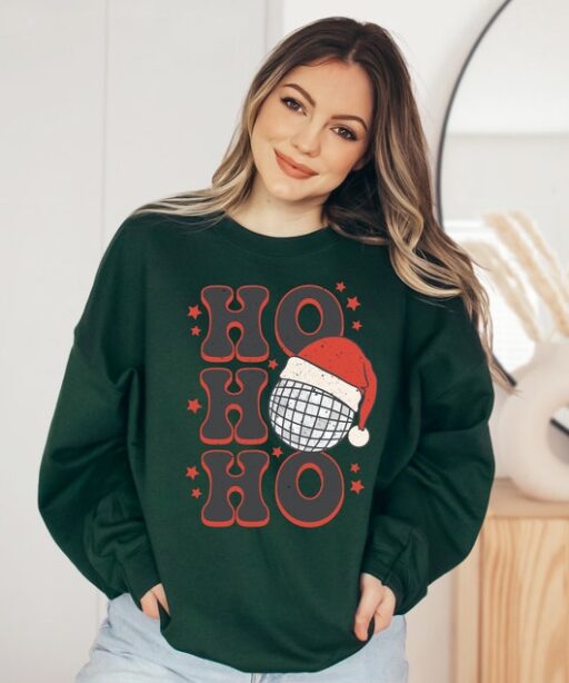 Ho Ho Ho Sweater, Vintage New Years And Christmas, Christmas Sweatshirt, Women's Cute Santa, Xmas Graphic Pullover, Holiday Ugly Sweater