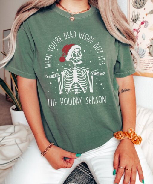 Retro Christmas Comfort Colors Shirt, When You're Dead Inside But It Is Christmas Shirt, Vintage Santa Christmas Shirt, Retro Holiday Shirt