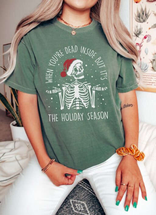 Retro Christmas Comfort Colors Shirt, When You're Dead Inside But It Is Christmas Shirt, Vintage Santa Christmas Shirt, Retro Holiday Shirt