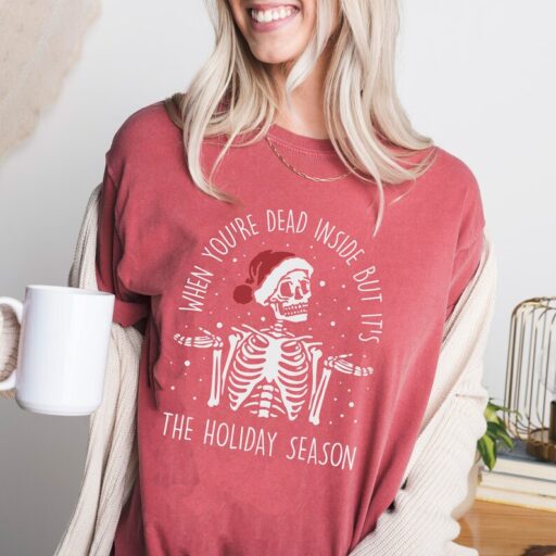 Retro Christmas Comfort Colors Shirt, When You're Dead Inside But It Is Christmas Shirt, Vintage Santa Christmas Shirt, Retro Holiday Shirt