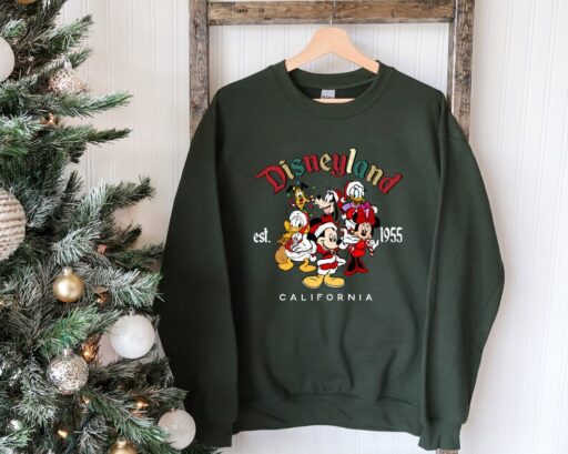 Retro Mickey And Friends Disneyland Christmas Sweatshirt, Disneyland Shirt, 2022 Family Vacation Shirt, Christmas sweat, Minnie Donald Shirt