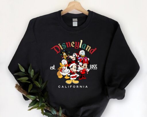 Retro Mickey And Friends Disneyland Christmas Sweatshirt, Disneyland Shirt, 2022 Family Vacation Shirt, Christmas sweat, Minnie Donald Shirt