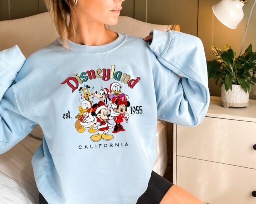 Retro Mickey And Friends Disneyland Christmas Sweatshirt, Disneyland Shirt, 2022 Family Vacation Shirt, Christmas sweat, Minnie Donald Shirt