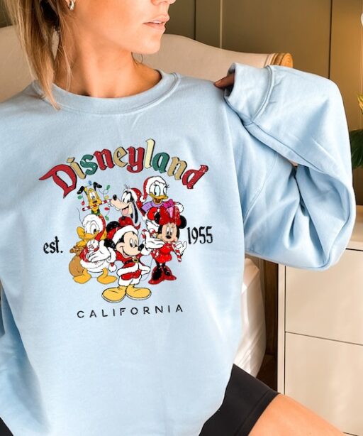 Retro Mickey And Friends Disneyland Christmas Sweatshirt, Disneyland Shirt, 2022 Family Vacation Shirt, Christmas sweat, Minnie Donald Shirt