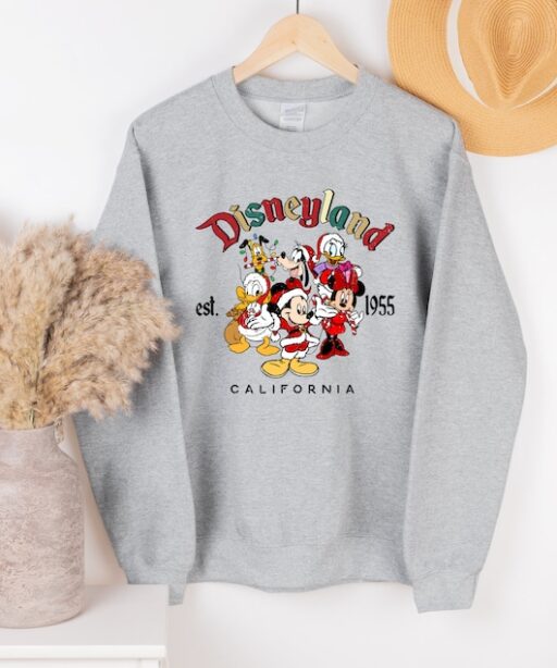 Retro Mickey And Friends Disneyland Christmas Sweatshirt, Disneyland Shirt, 2022 Family Vacation Shirt, Christmas sweat, Minnie Donald Shirt