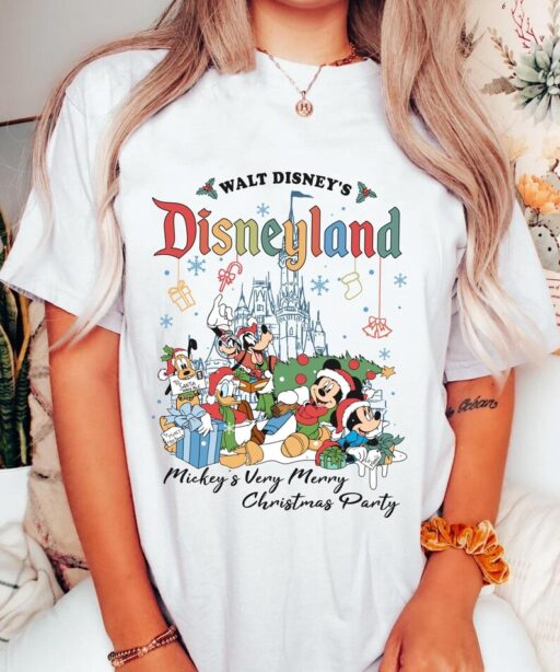 Mickey and Friends Walt Disney's Disneyland Christmas Shirt, Mickey's Very Merry Christmas Party T-shirt, Disney X-mas Holiday Season Tee