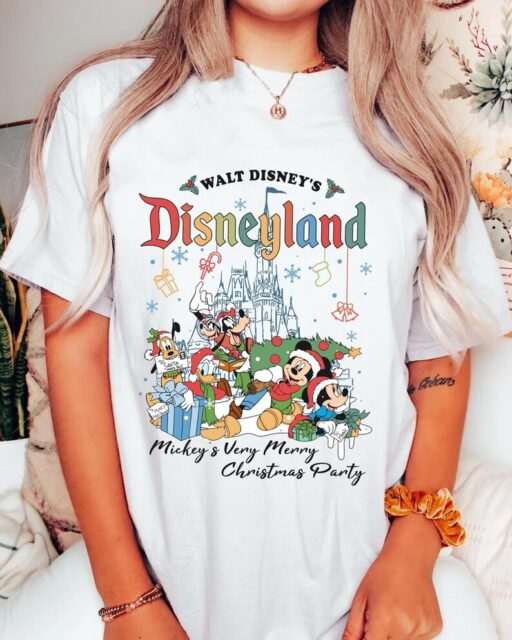 Mickey and Friends Walt Disney's Disneyland Christmas Shirt, Mickey's Very Merry Christmas Party T-shirt, Disney X-mas Holiday Season Tee