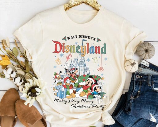 Mickey and Friends Walt Disney's Disneyland Christmas Shirt, Mickey's Very Merry Christmas Party T-shirt, Disney X-mas Holiday Season Tee