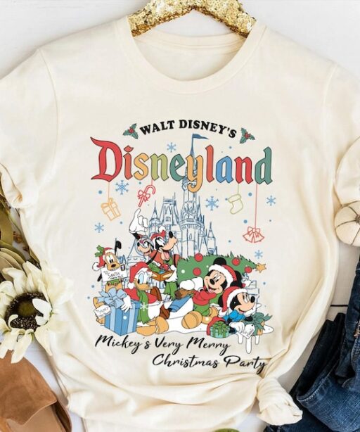 Mickey and Friends Walt Disney's Disneyland Christmas Shirt, Mickey's Very Merry Christmas Party T-shirt, Disney X-mas Holiday Season Tee