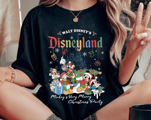 Mickey and Friends Walt Disney's Disneyland Christmas Shirt, Mickey's Very Merry Christmas Party T-shirt, Disney X-mas Holiday Season Tee