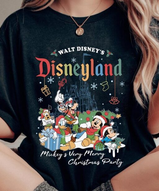 Mickey and Friends Walt Disney's Disneyland Christmas Shirt, Mickey's Very Merry Christmas Party T-shirt, Disney X-mas Holiday Season Tee