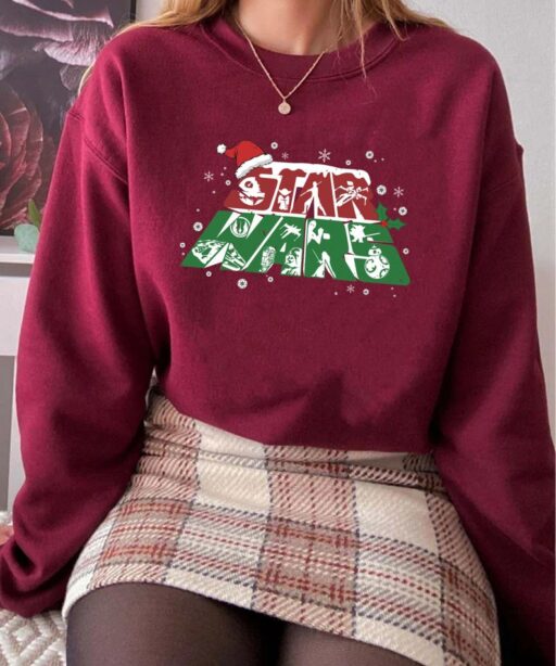 Star Wars Christmas Logo Santa Hat Shirt, Darth Vader Millennium Falcon Disney Xmas Tee, Disney World Christmas Party, Hollywood Studios