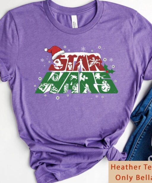 Star Wars Christmas Logo Santa Hat Shirt, Darth Vader Millennium Falcon Disney Xmas Tee, Disney World Christmas Party, Hollywood Studios