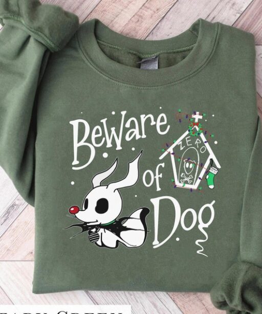 Zero Beware of Dog Nightmare Before Christmas Sweatshirt Disney World Shirt Disneyland Very Merry Xmas Party Gift Magic Kingdom Holiday Tee