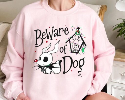 Zero Beware of Dog Nightmare Before Christmas Sweatshirt Disney World Shirt Disneyland Very Merry Xmas Party Gift Magic Kingdom Holiday Tee