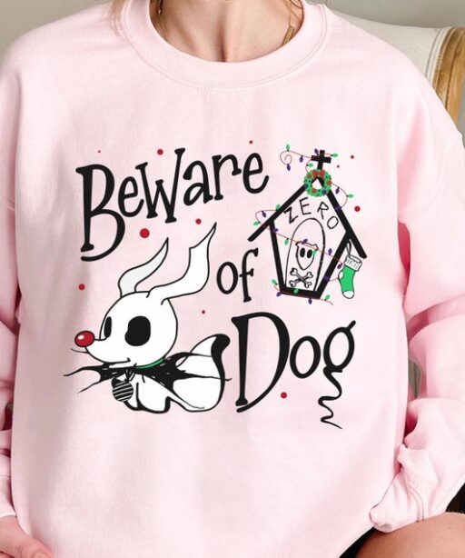 Zero Beware of Dog Nightmare Before Christmas Sweatshirt Disney World Shirt Disneyland Very Merry Xmas Party Gift Magic Kingdom Holiday Tee