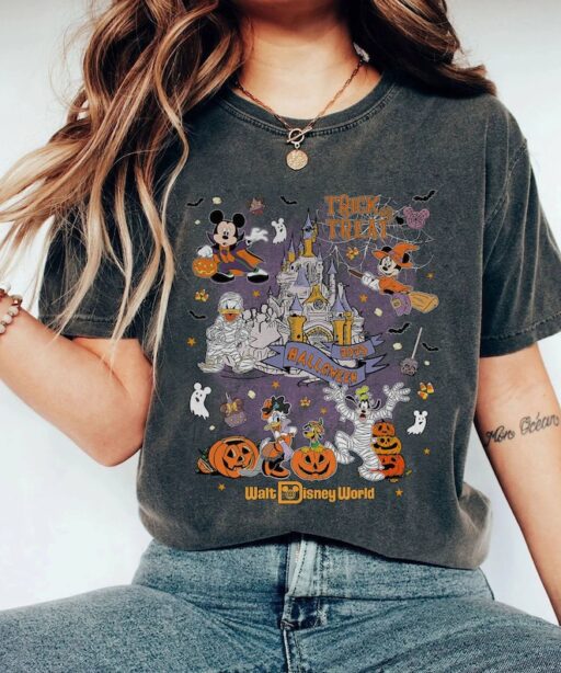 Retro Mickey Halloween 2023 Trick or Treat Tee | Magic Kingdom | Matching Halloween Party | Mickey and Friends Spooke Season Shirt