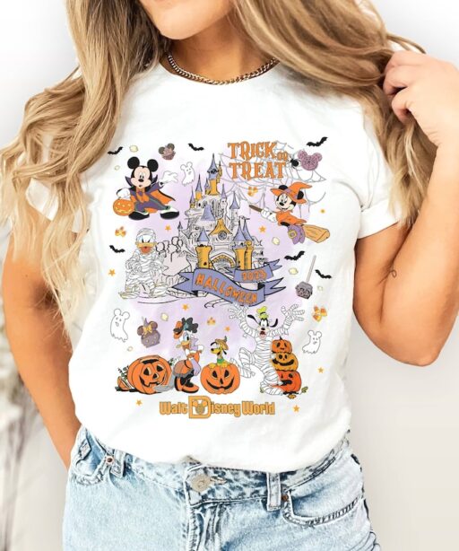 Retro Mickey Halloween 2023 Trick or Treat Tee | Magic Kingdom | Matching Halloween Party | Mickey and Friends Spooke Season Shirt