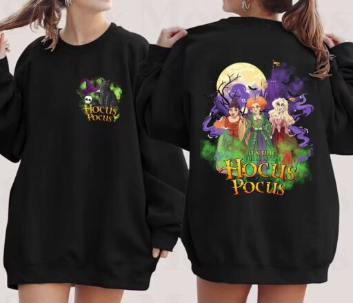 Two-sided Halloween Hocus Pocus Shirt |Personalized Sanderson sisters Witch Black cat Halloween shirt | Mickey No so scary 2023 Shirt