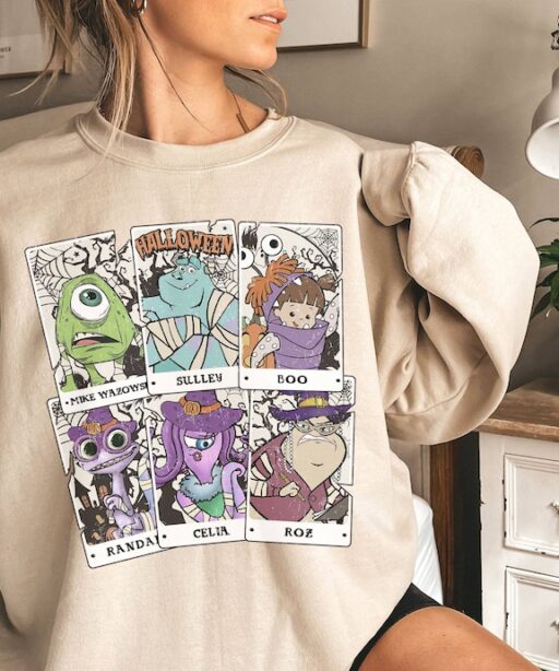 Vintage Monster Inc Halloween Tarot Card Shirt | Mickey's Not So Scary Halloween Party 2023 | Mike And Sulley Skeleton Mummy Shirt