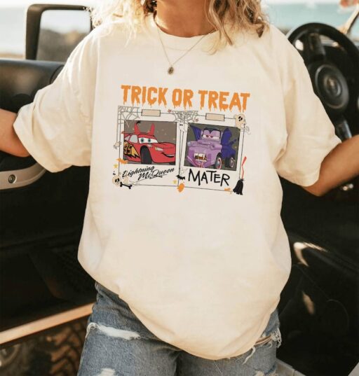 Cars Halloween | Disneyland Trick Or Treat Shirt | Lightning McQueen Mater Polaroid Halloween Shirt | Halloween Magic Kingdom Shirt