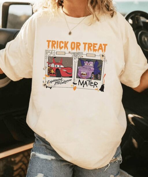 Cars Halloween | Disneyland Trick Or Treat Shirt | Lightning McQueen Mater Polaroid Halloween Shirt | Halloween Magic Kingdom Shirt