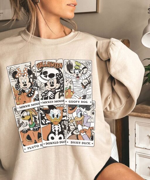 Vintage Mickey and Friends Halloween Tarot Card Shirt | Mickey's Not So Scary Halloween Party 2023 | Mickey Skeleton Mummy