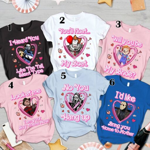 Horror Movie Valentine Shirt | Horror Characters Scary Heart Sweatshirt | Scream Scary Movie Shirt | Jason Voorhees Michael Myers Shirt