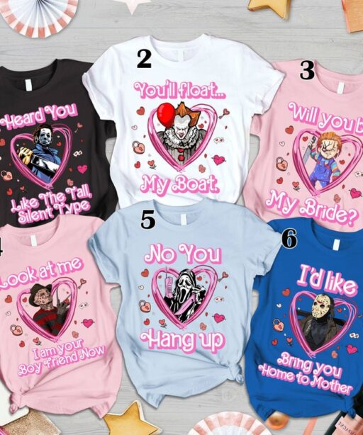 Horror Movie Valentine Shirt | Horror Characters Scary Heart Sweatshirt | Scream Scary Movie Shirt | Jason Voorhees Michael Myers Shirt