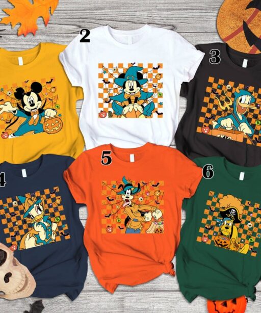 Mickey Minnie Checkered Halloween Shirt | Family Halloween 2023 Trip Shirt | Disneyland Shirt | Mickey and Friends Halloween Shirt