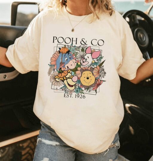 Vintage Floral Pooh & Co Est 1926 Shirt | Floral Pooh And Friends Shirt | Floral Halloween Shirt | Pooh Bear Halloween Shirt