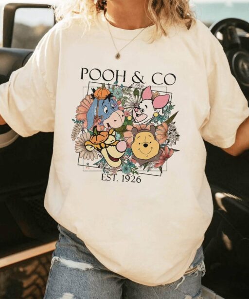 Vintage Floral Pooh & Co Est 1926 Shirt | Floral Pooh And Friends Shirt | Floral Halloween Shirt | Pooh Bear Halloween Shirt