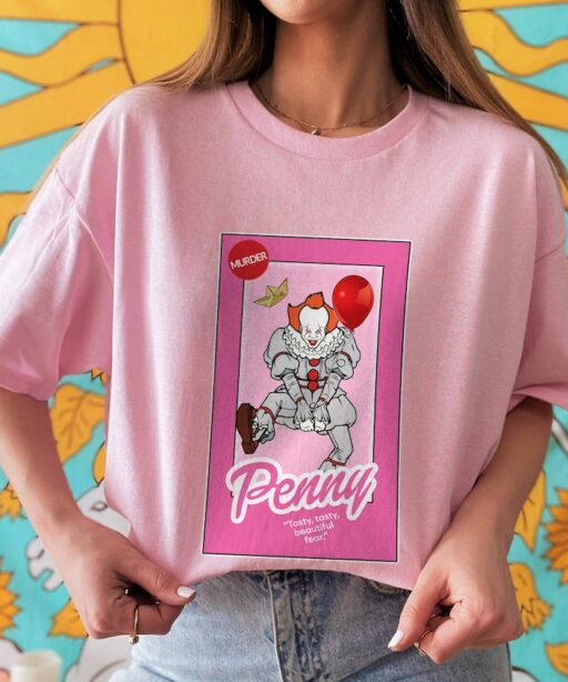 Retro Pennywise Pink Doll Shirt | Pennywise Shirt | Dancing Clown IT Movie Shirt | Horror Halloween Shirt | Horror Movie